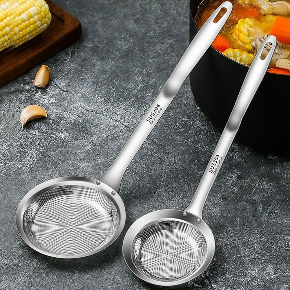 304 Stainless Steel Fat Skimmer Spoon Hot Pot Filter Mesh Percolator Fried Food Net Strainer Grease Foam Removing Kitchen Tool kitchen utensils
