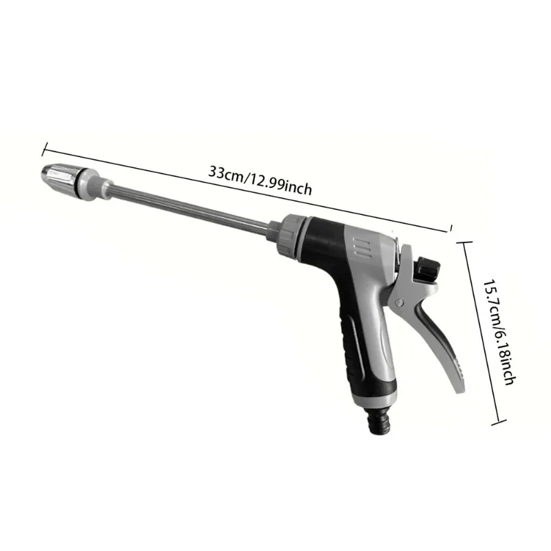 High-Pressure Water Gun with Extension Pole -  Metal Long Reach Tool for Car Washing & Garden Watering, Heavy-Duty Sprayer