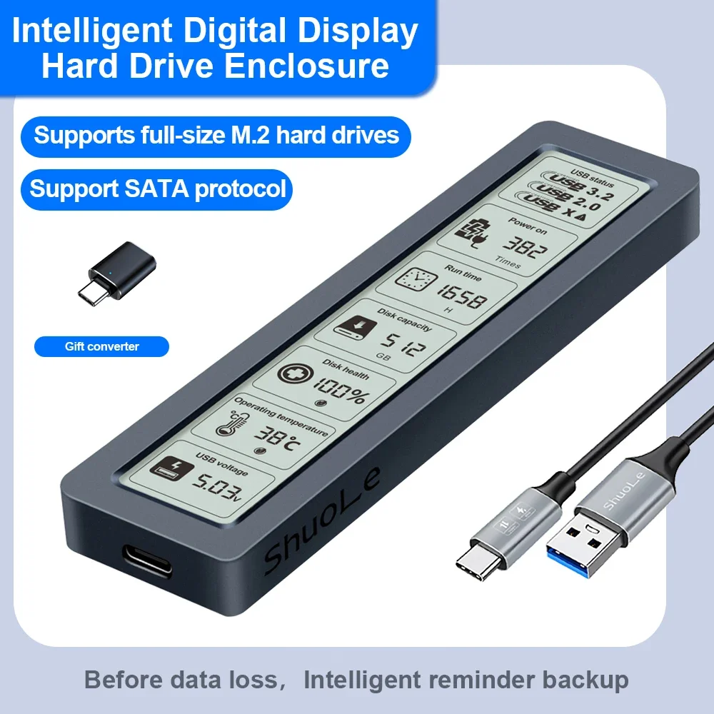 Intelligent digital hard drive enclosure M2 with display screen SATA ...