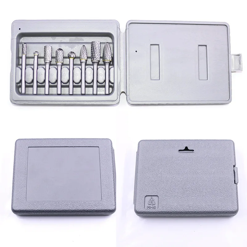 Hardware tools 8-Pcs Tungsten Steel Grinding Head Hard Alloy Rotary File Set, Double Groove Metal Wood Carving Polishing Alloy