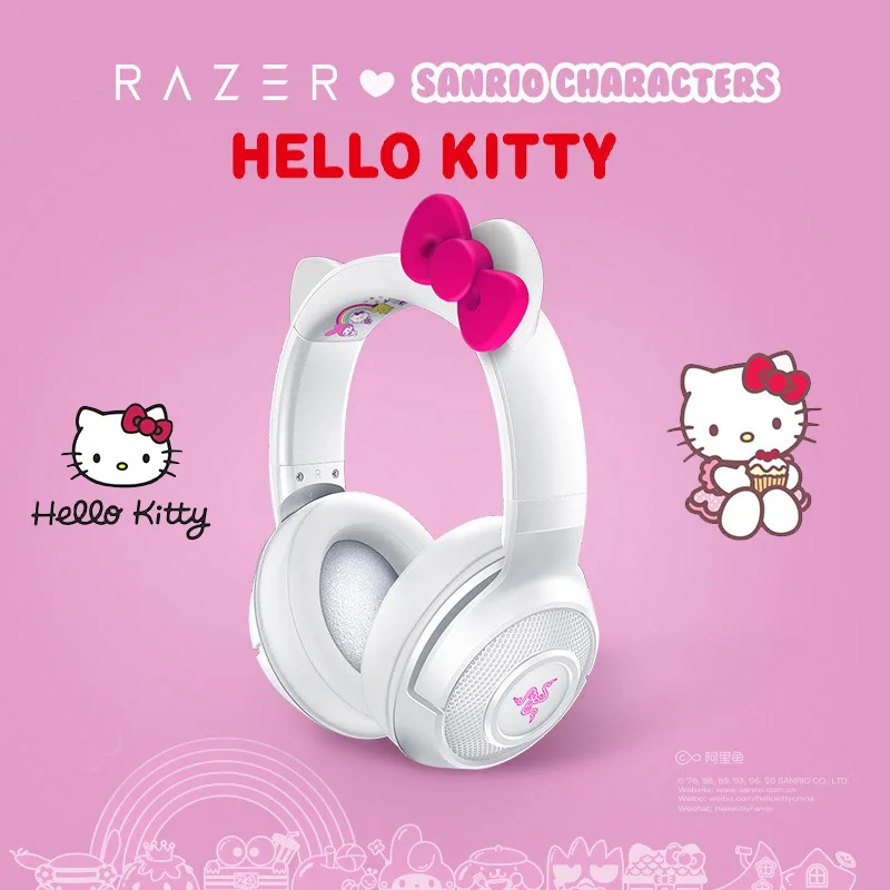 HelloKittyRazerGenuineLuminousHeadphonesHeadsetCatWireless