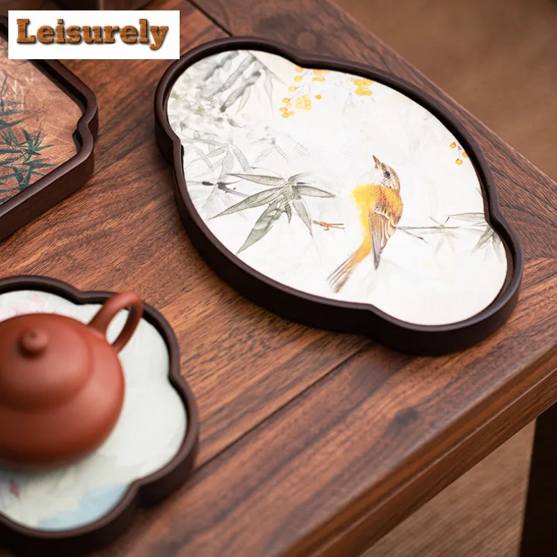 Cloud Yarn Double Stitch Bamboo Wooden Tea Tray Japanese Cuisine Table Coffee Storage Board Tea Furniture Dishes for Serving Cha