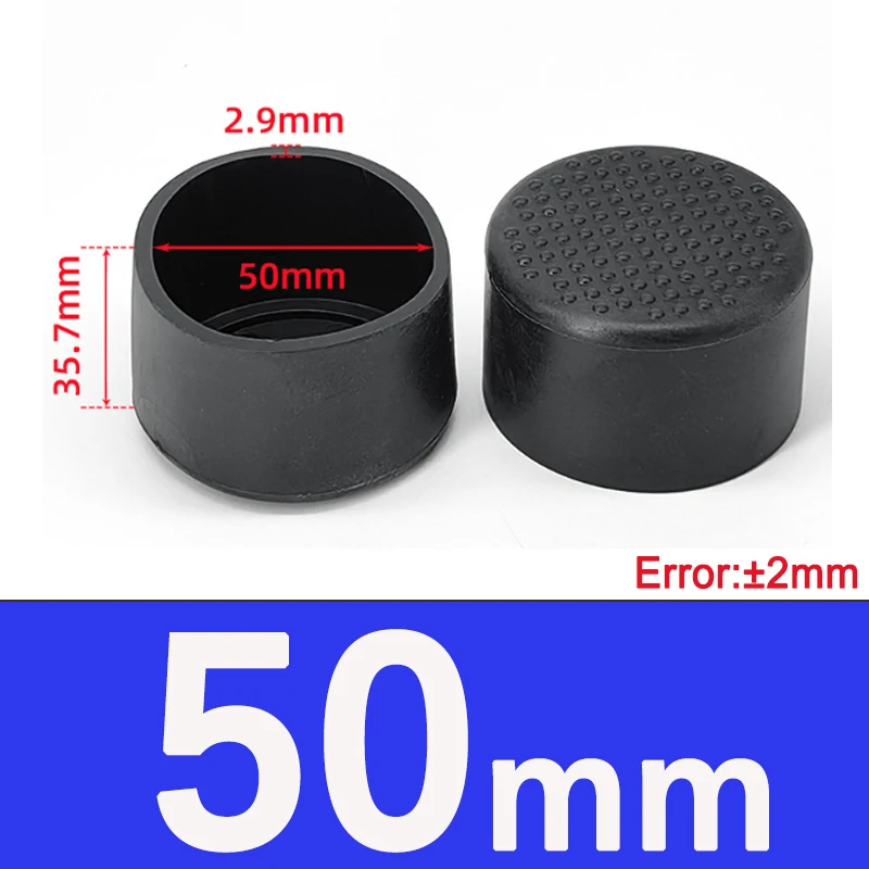 Pipe End Cap Round Black PVC Soft Rubber Sleeve Tube Cap Table Chair Foot Pad Protective Leg Cover 6-80mm