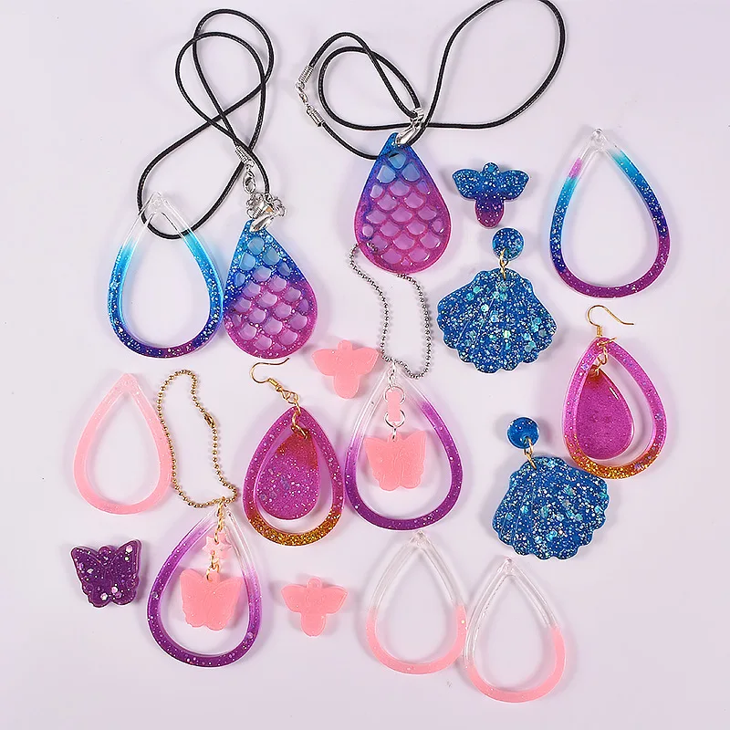 Tear Drop Earring Resin Molds - Hollow Out Fish Tail Design For DIY Jewelry Making