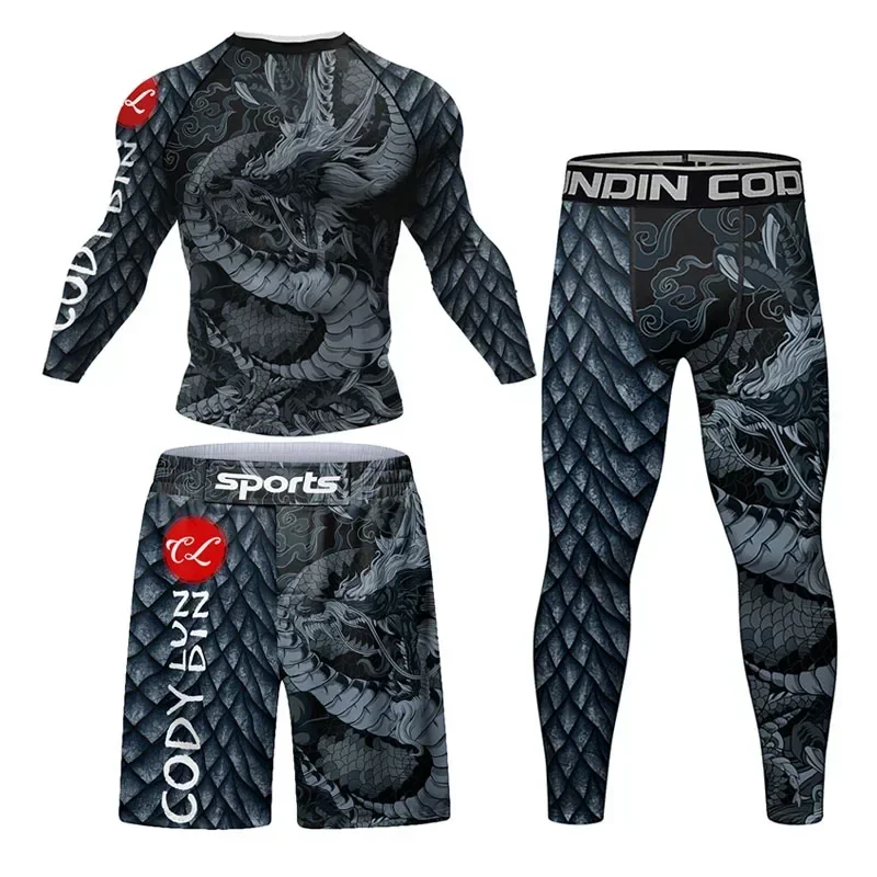 Muži MMA box sada jiu jitsu muay thajské rashguard běžecký tepláky tvoření kulturistiky workout sportswear fitness fitka šatstvo