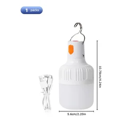 Portable Outdoor LED Lantern with USB Rechargeable High Brightness and Hook (White)