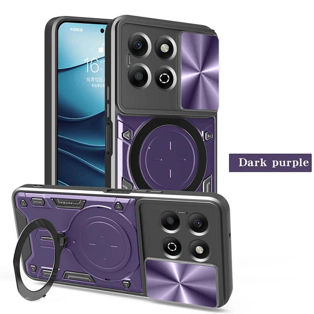 Armor  Shockproof Case with Slide Camera Lens Cover and Magnetic Ring Stand