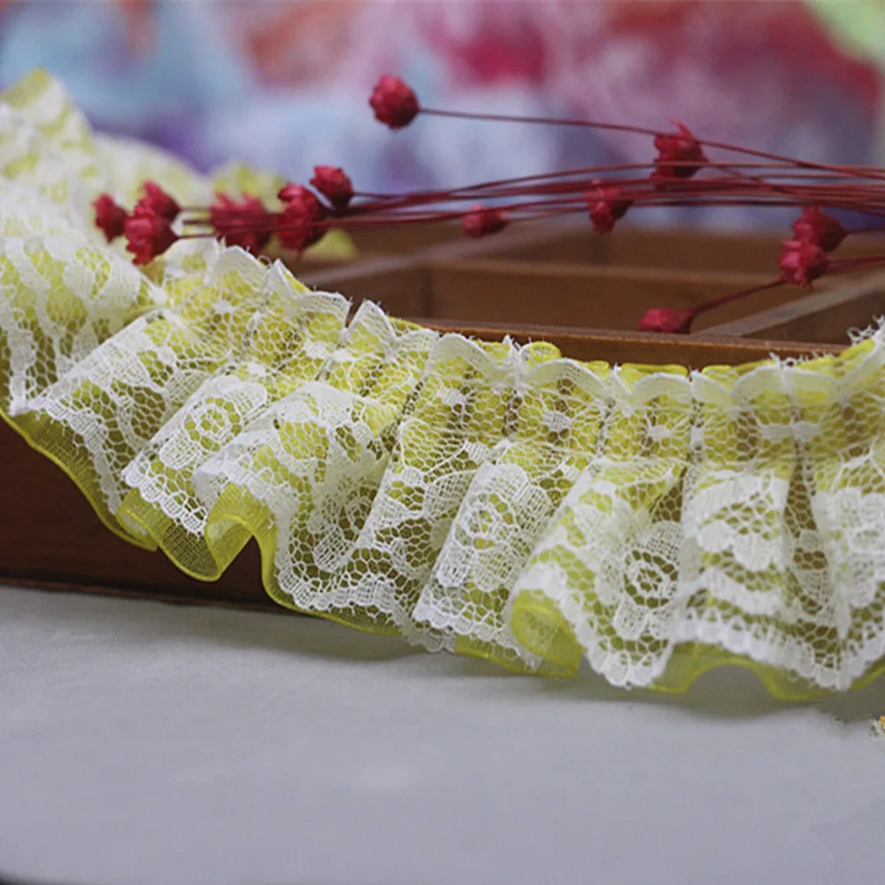 Pleated Lace Fabric Ribbon 4cm Lace Trim DIY Craft Supplies Sewing 1M