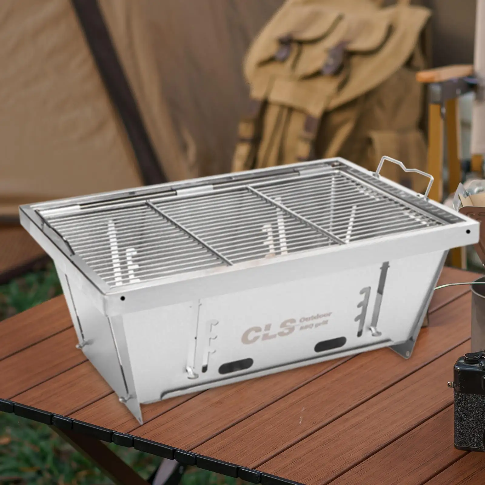 Barbecue Grill Adjustable Firepower Firepit Tabletop Stainless Steel Foldable Grill for Backpacking Yard Outside Garden Picnic Barbecue Grill Adjustable Firepower Firepit Tabletop Stainless Steel Foldable Grill for Backpacking Yard Outside Garden Picnic