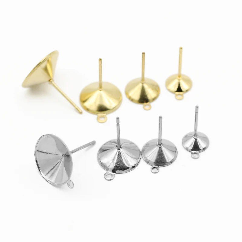 

Оправы для сережек из нержавеющей стали с отверстием для кабошона, основа для сережек «сделай сам», фурнитура для изготовления ювелирных из...