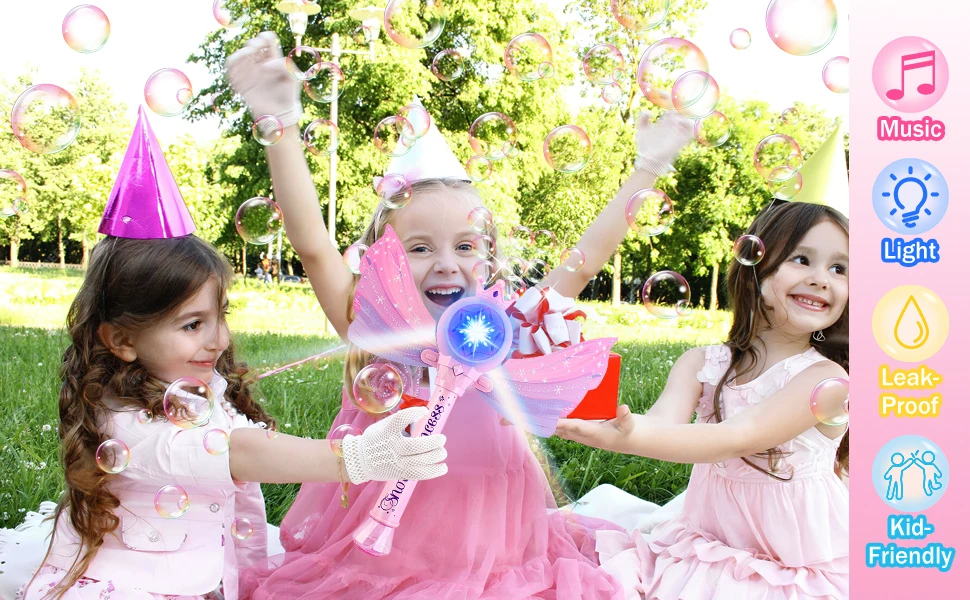 Children's Bubble Machine Glowing Princess Bubble Stick With Music_voghion.com