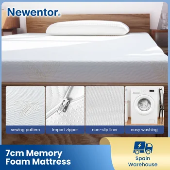Newentor MT1 Memory Foam Mattress Pad Topper 7cm 2-in-1 Comfort and Gel-memory Foam Topper for Double Single Dormitory Bed Mat