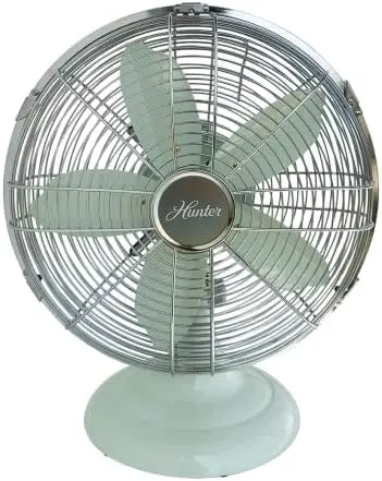 90400z All Metal Retro Table Fan - Powerful 3 Speeds and Smooth Oscillation, 12