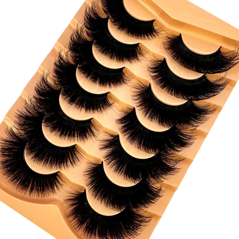 Nový 7pairs falešná řasy hustý dlouhé nepravý řasy dramatické lashes 3D falešný norek řasy velkoobchod plný svléknout se lashes líčení