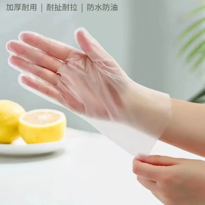 100Pcs Disposable Transparent TPE Gloves Food Grade Thickened Gloves for Cooking Cleaning BBQ Kitchen Things Without Bisphenol A,disposable gloves