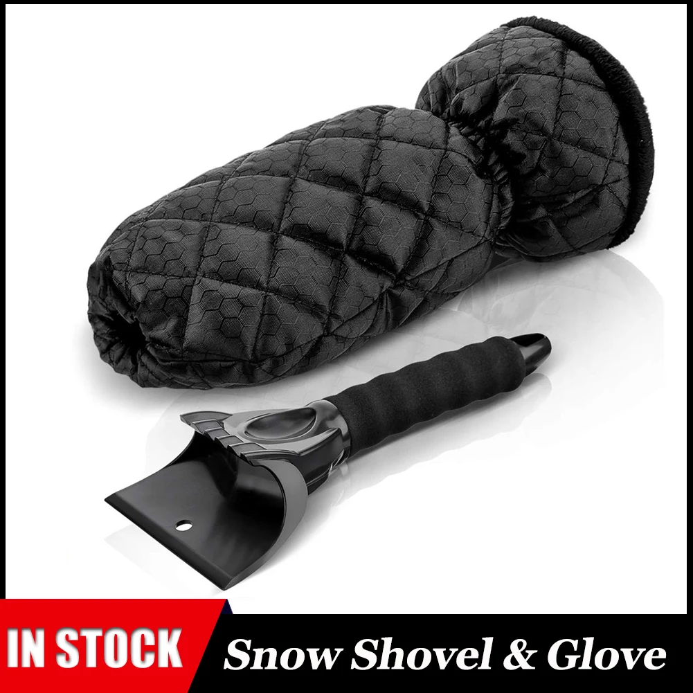 Car Windshield Ice Scraper Snow Shovel Brush Gloves 1Set For Car Cleaning