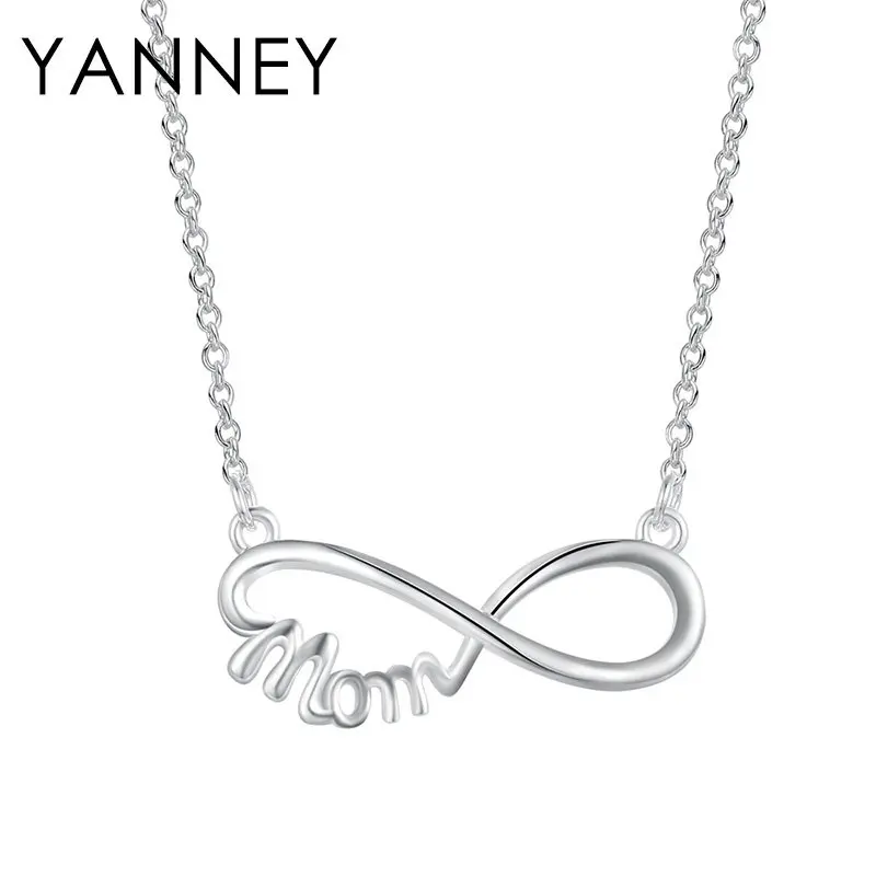 

925 Sterling Silver Fine 18 Inches Mom Necklace For Woman Mother Wife Fashion Necklace Jewelry Gifts Accessories