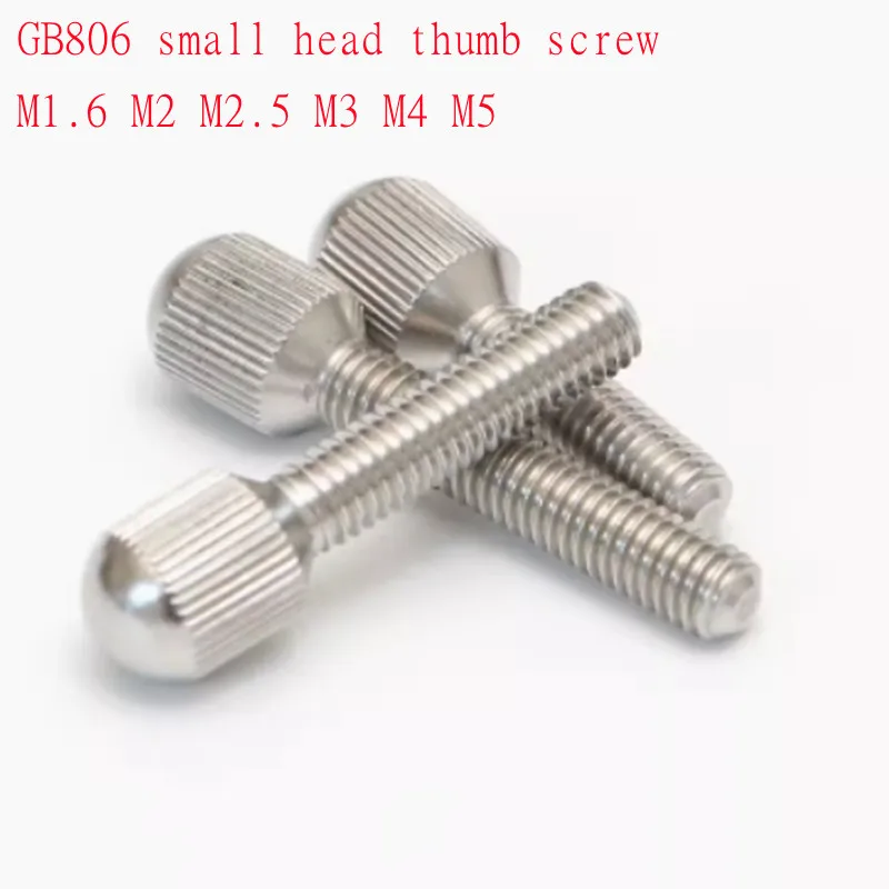10pcs M2 M2.5 M3 M4 M5 M6 GB836 304 스테인레스 스틸 긴 널링 작은 머리 엄지 나사 손 커튼 나사 조이기