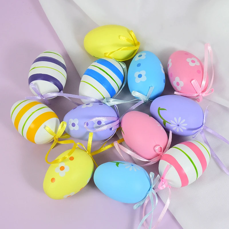 Marooma - 18 uova di Pasqua ornamentali in plastica colorata, mini uova artificiali, decorazioni decorative da appendere, per fai da te, per feste e decorazioni per albero di Pasqua