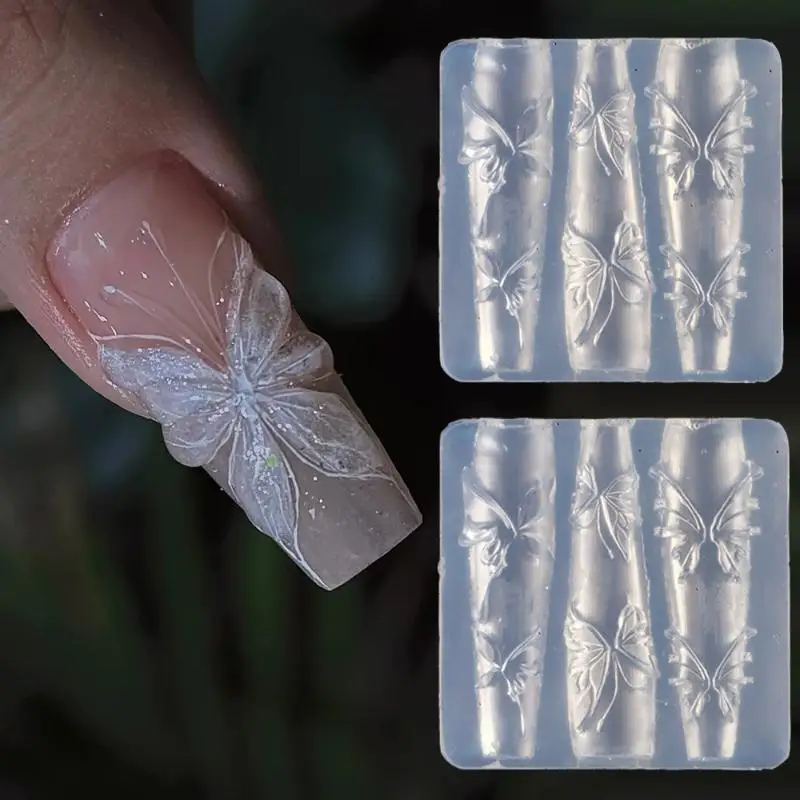 3D 불가사리 쉘 나비 꽃 실리콘 네일 금형 DIY 네일 아트 장식 투명 네일 ..