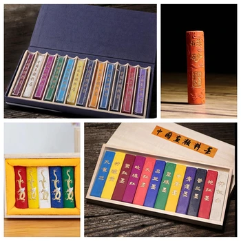 Arte fatta a mano Bastone di inchiostro solido Drago InkStick Inchiostro colorato Minerali naturali Tunxi Hukaiwen Pennello Calligrafia Pittura Sumi-e 1