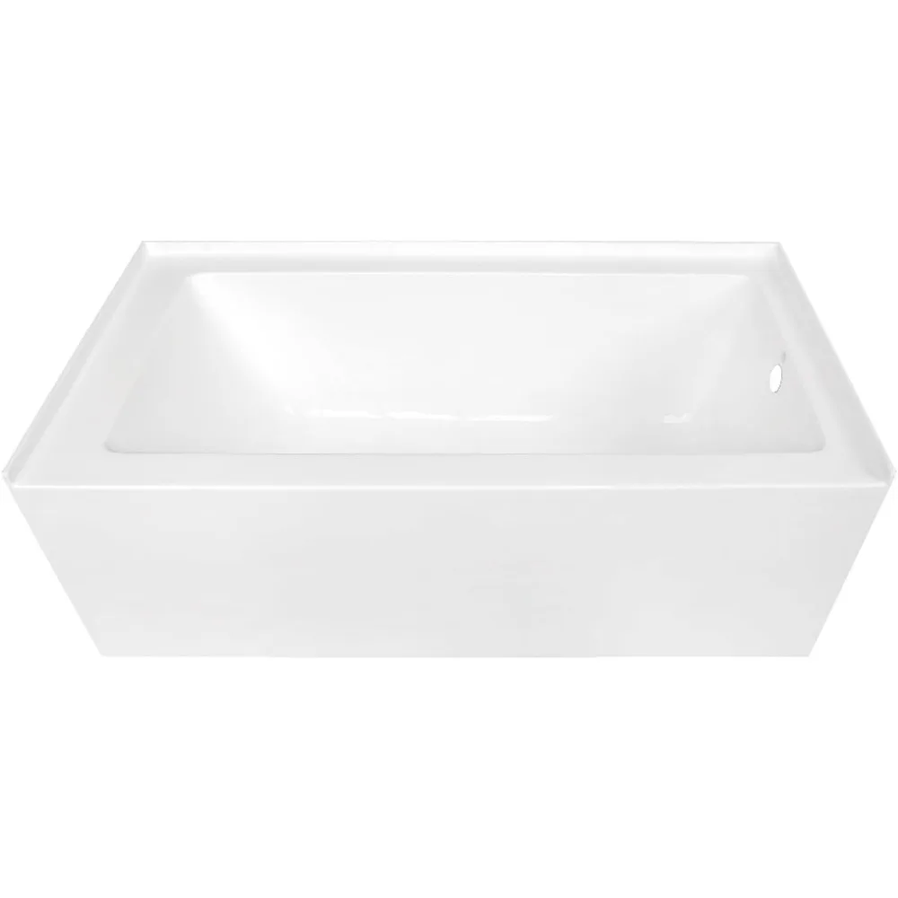60-Inch Contemporary Acrylic Bathtub with Right Hand Drain and Overflow Holes Acrylic Construction Effortless Installation 6