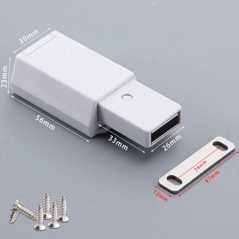 White rebounder magnetic suction strong magnetic and elastic cabinet door pops open press it without a handle