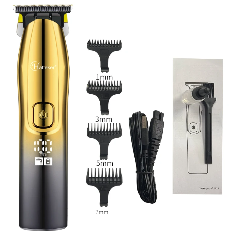 Hatteker Sistemi Şarj Edilebilir Elektrikli Tıraş Makinesi erkek Güçlü Saç Sakal Elektrikli Tıraş Makinesi Islak Kuru Kafa Kel Tıraş Makinesi 2 adet Set