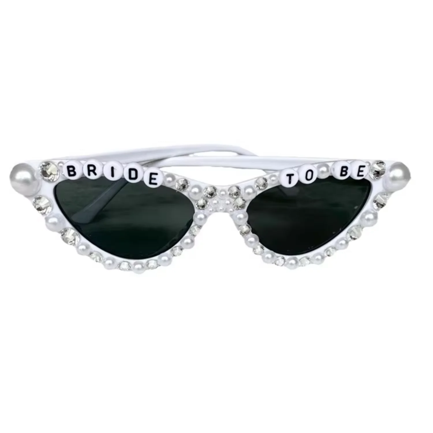 Bachelorette Party Rhinestone Pearl Sunglasses Bride to Be Cat Eye Shaped Glasses for Bridesmaid Bride to Be Party