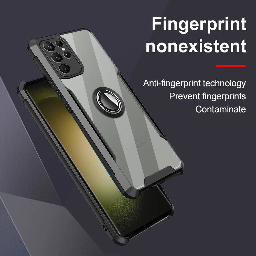 Custodia Per Telefono Antiurto In Acrilico Trasparente Per Samsung S 23 Ultra Magnet Holder Ring Funda Samsungs Galaxy S 23 S23Ultra S23 Ultra