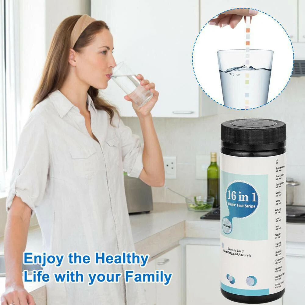 Water Quality Test Kit 16 In 1 Drinking Water Test Kits Strip Home Water Quality Test Swimming Pool Spa Strip Nitrate Nitrite PH Hardness