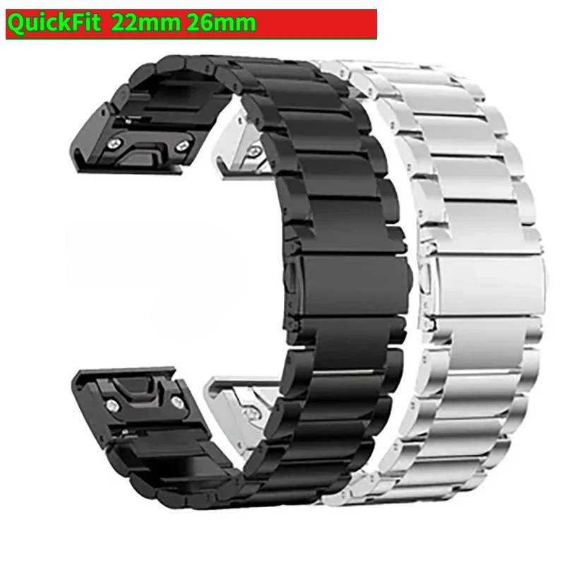 Premium Stainless Steel Watch Strap - QuickFit Adjustable Band, 22mm/26mm