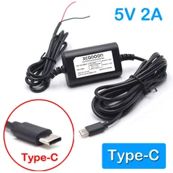 Universal Car Charge Cable with USB Hardwire Cord for Dash Cams and DVRs - DC 12V to 5V 2A (Type-C)