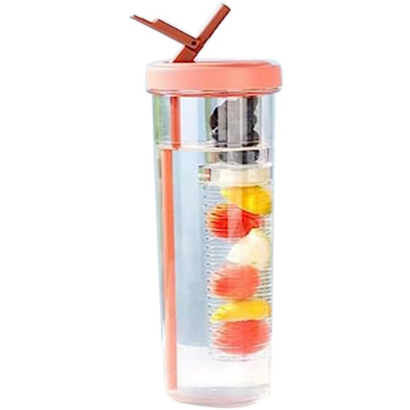 

HOT SALE Foldable Straw Water Cup,Fruit Infuser Water Cup With Straw , Reusable Water Bottles, Modern Water Cup Orange