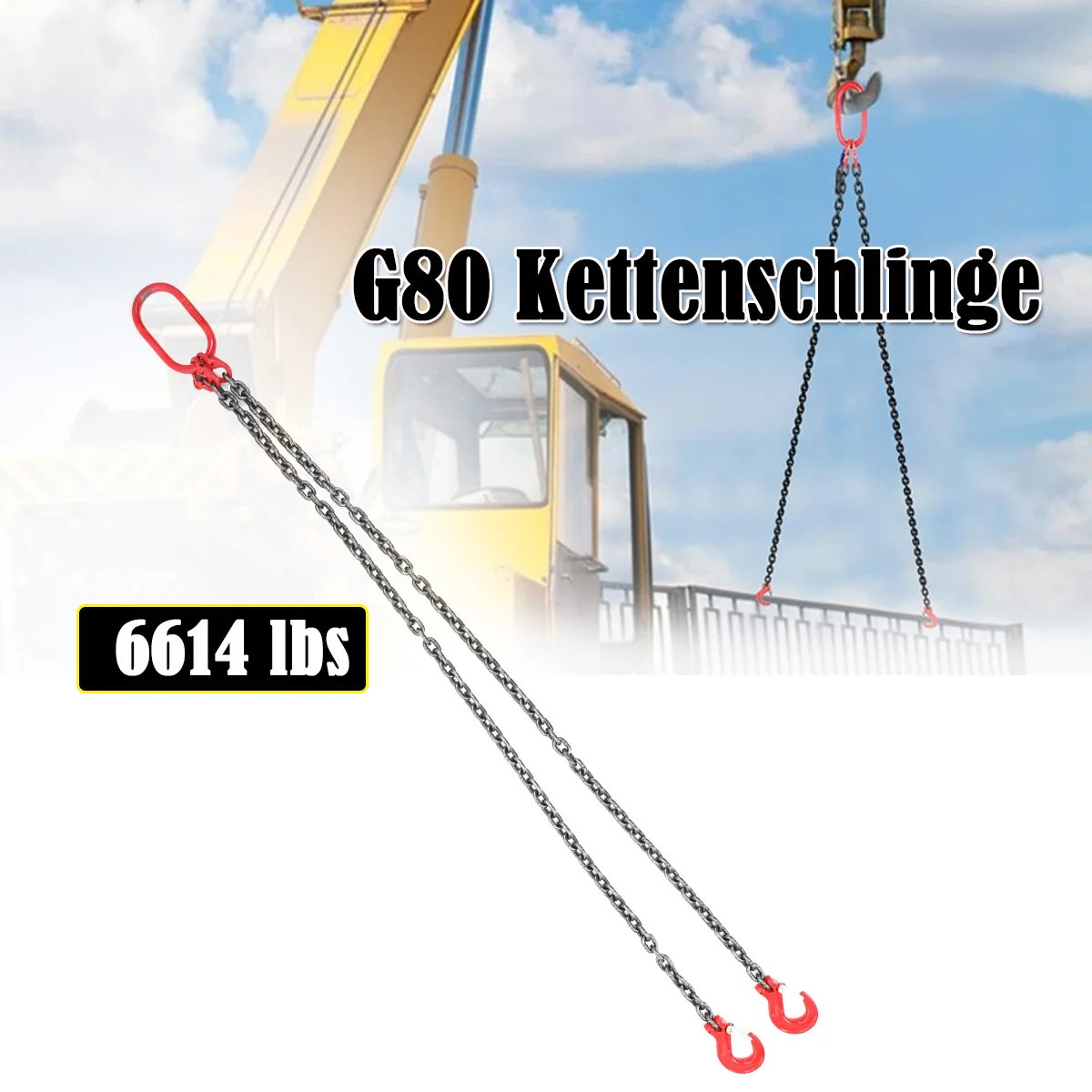 3-Tonnen-Hebekettenschlinge, verstellbar, für Minen, Anschlüsse, Gebäude, Arbeiten, 2 m Haken, Rigging, Eisenkette, Hebekette