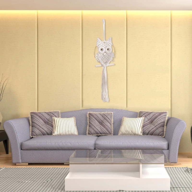 Handmade Cotton Thread Wall Hangings Decorations Wovened Owl Macrames Wall Hangings Pendants Ornament 3