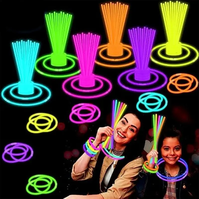 

Glow Sticks Bulk 100 Pcs Neon Glow Sticks With Connector 8 Inch Ultra-bright Glowing Sticks For Wedding Glow In The Dark