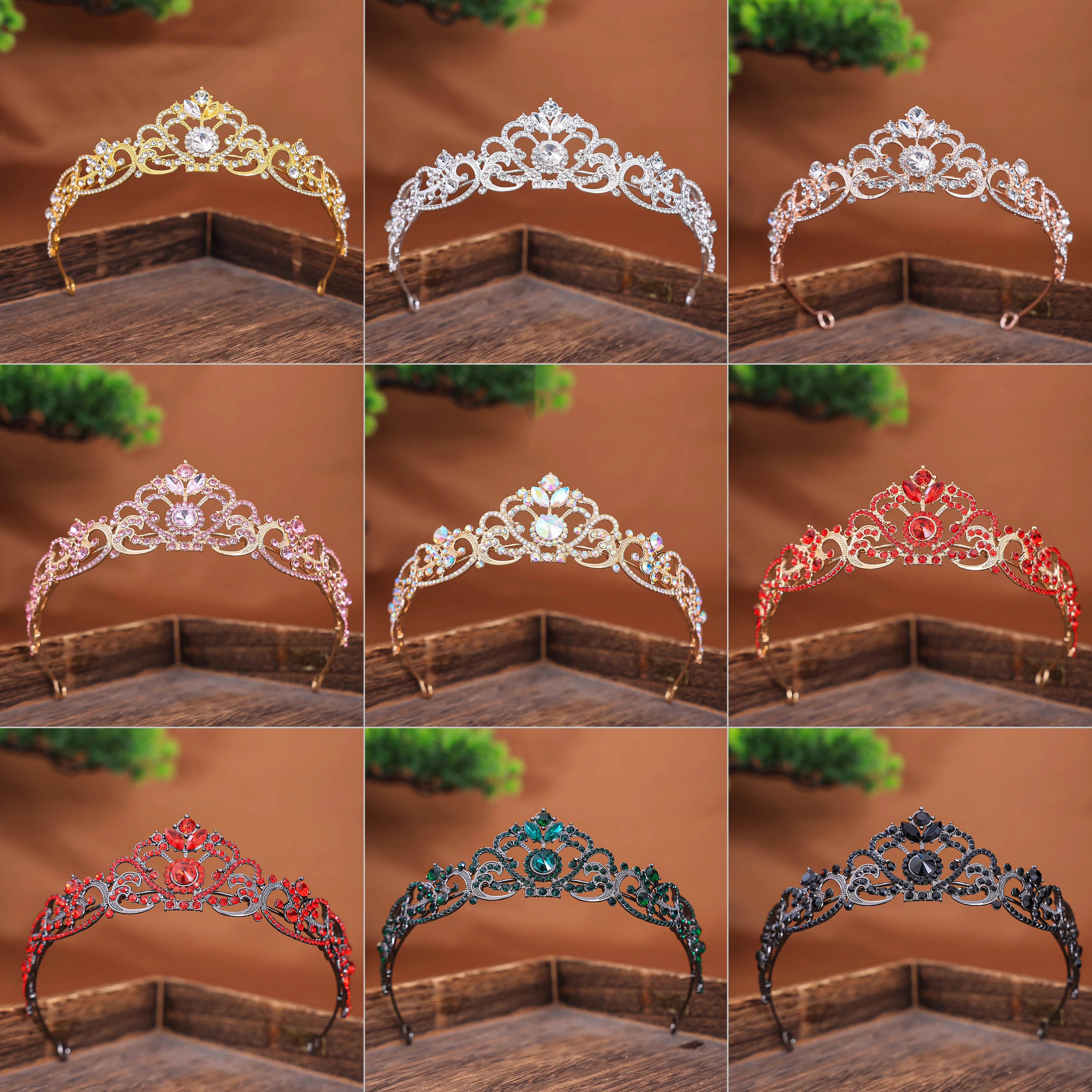 Gold/Silver Color Crystal Crown Princess Tiara for Girls Women Hair Dress Accessories Party Birthday Crown Headwear Jewelry Hair Accessories Bridal Hair Accessories