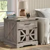 Farmhouse End Table with Charging Station, 24" Large Sofa Side Table with Drawer 1