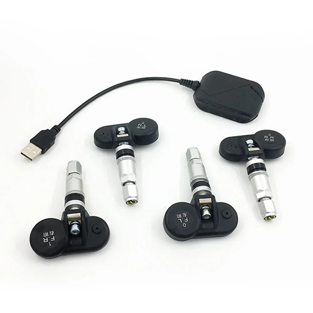 Car Radio Display Alarm Smart USB Android Wireless TPMS Tire Pressure Monitoring System 5V Internal External for Navigation