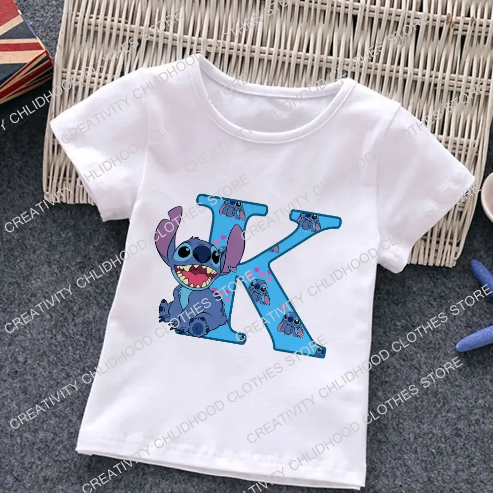 thumbnail image 1 of Nueva camiseta con letras ABCD de Stitch para niños, camisetas con combinación de nombres, camisetas de dibujos animados Kawaii, ropa informal para niños y niñas, camisetas Harajuku para niños y niñas, 1 of 5