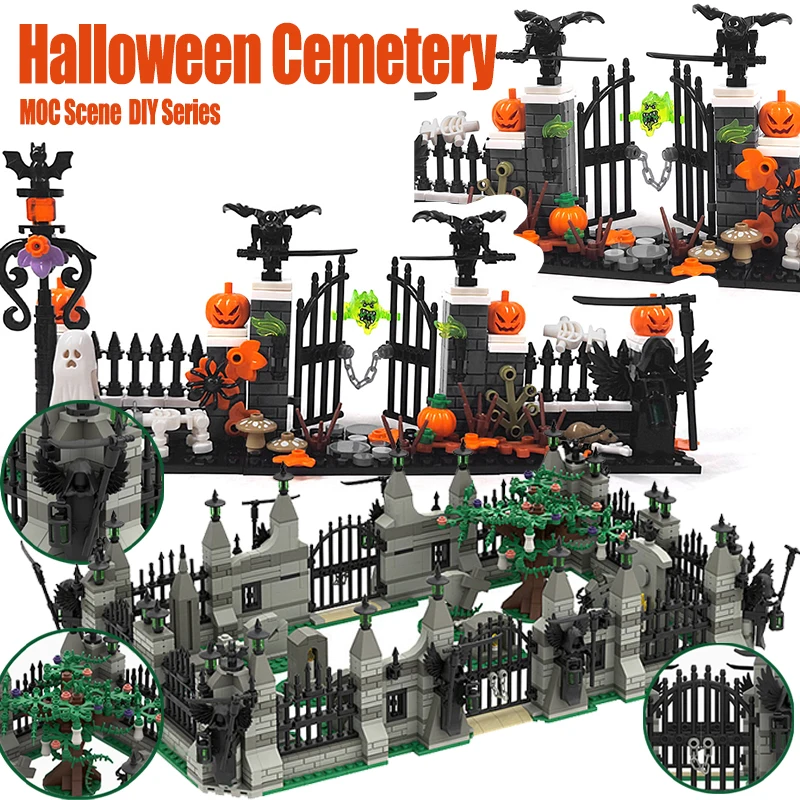 MOC DIY Modell Stadt Halloween Szene Baustein Kürbis Schlange Horror Ziegel Kombiniert Geist Hölle Ansicht Freund Weihnachten Spielzeug Geschenke