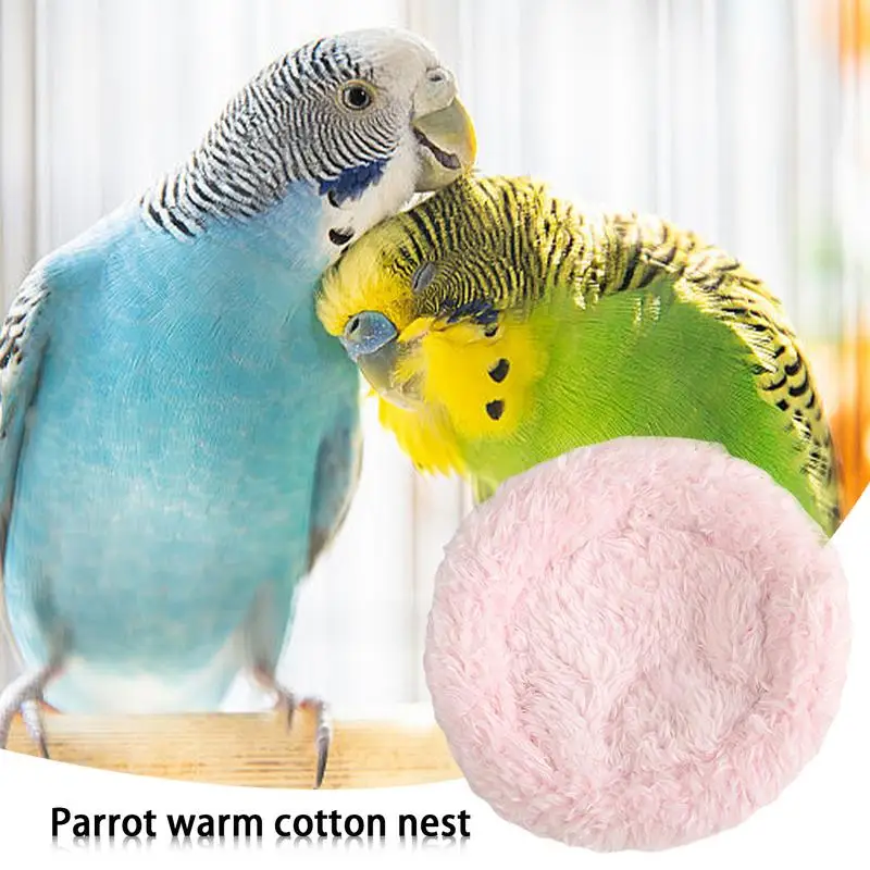 Bird Cotton Nest Coconut Shell Parrot Warm Nest Mat Bird Sleeping Tool with Thickened Edge for Lovebird Budgie Parakeet Conure artificial bird nest