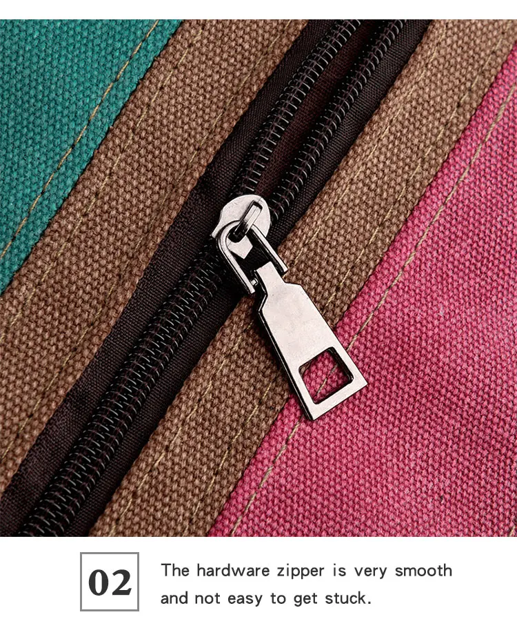 Modische Damen-Umhängetasche, Regenbogen-Streifen, Patchwork-Umhängetasche, große Kapazität, Canvas-Damenhandtaschen, Geschenk – Detail 8
