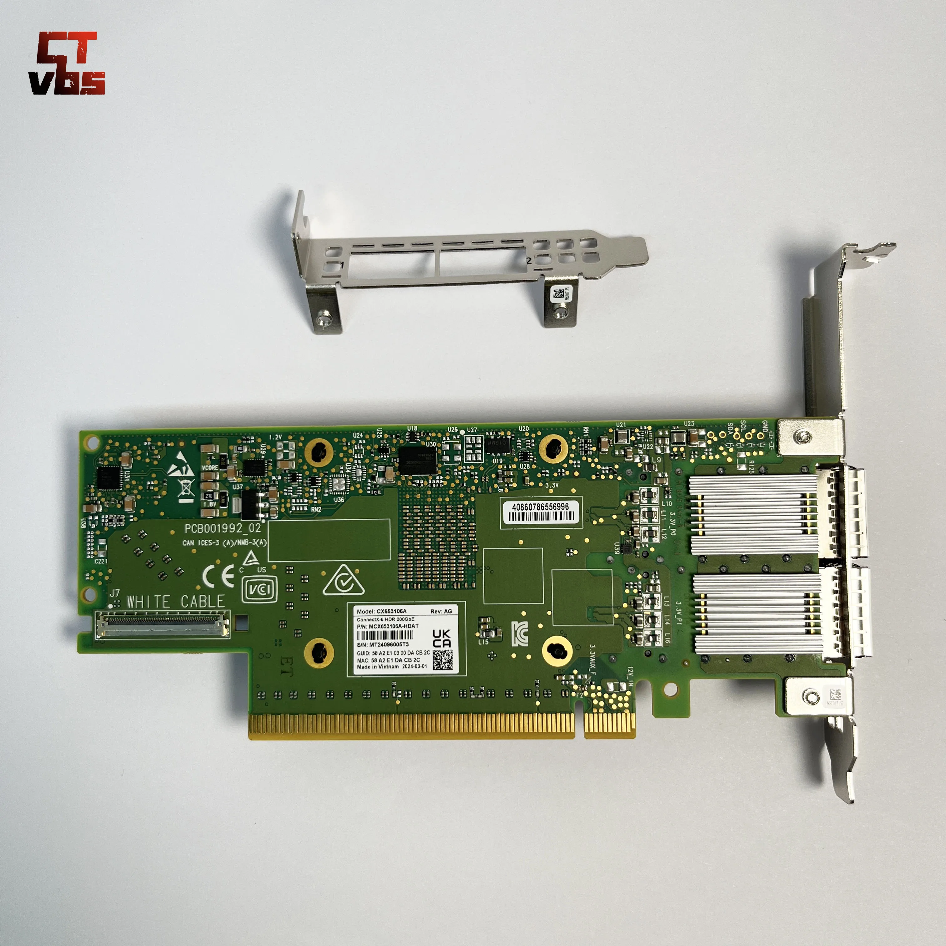 MCX653106A-HDAT Mellanox ConnectX-6 VPI 어댑터, HDR IB(200Gb/s) 및 200GbE, 듀얼 포트 QSFP56, PCIe4 PCIe3.0 x 16 브래킷 모두