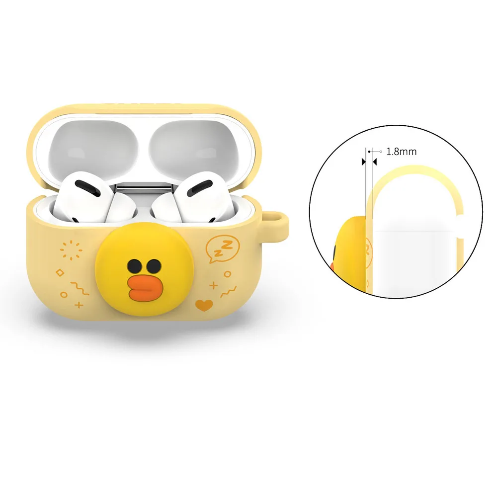 Linha Amigos sem Fio Bluetooth Fone de Ouvido Capa Marrom Silicone Protetora para Airpods Pro - Image 3