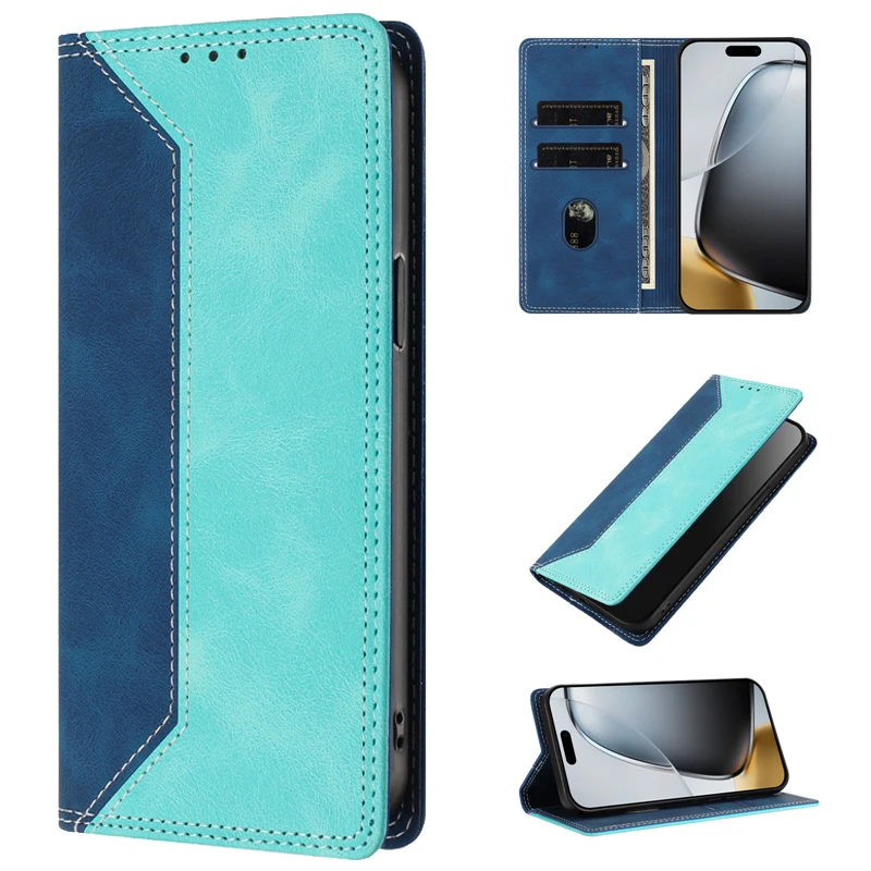 Colorful Macaron Magnetic Leather Wallet Case