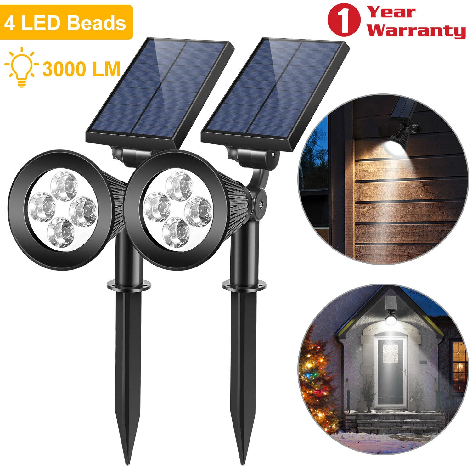 Enhanced Weather-Resistant Design Spotlights for Improved Visibility and Safety-Set of 2 Energy-Efficient Reliable Durable LED