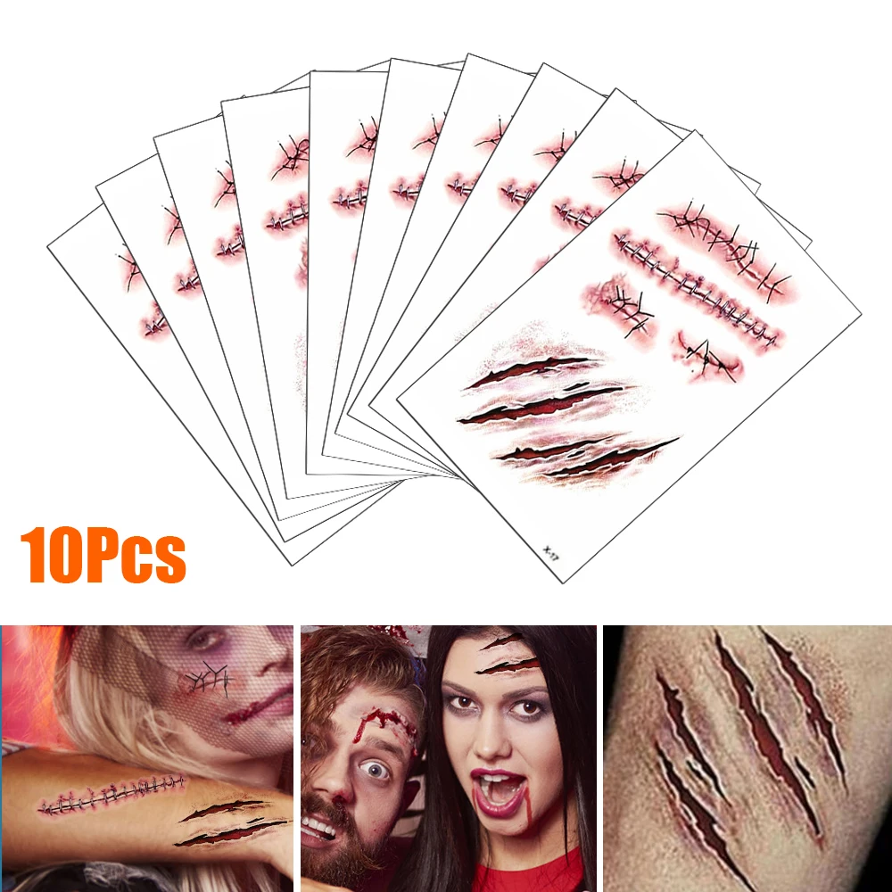 Tatouage Halloween Pour Visage Bouche, Tatouage Temporaire Halloween