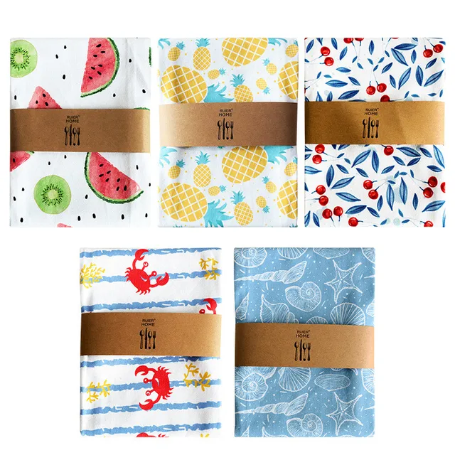 2Db/Set 45X65 Cm Nyomtatott Tiszta Pamut Asztal Szalvéták Konyhai Gofri Tea Törölközők Abszorbens Edénytisztító Kendő - Image 2